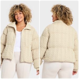 ALL IN MOTION ⛷️ Women’s Cable Knit Ski Winter Warm Puffer Jacket - Size XXL